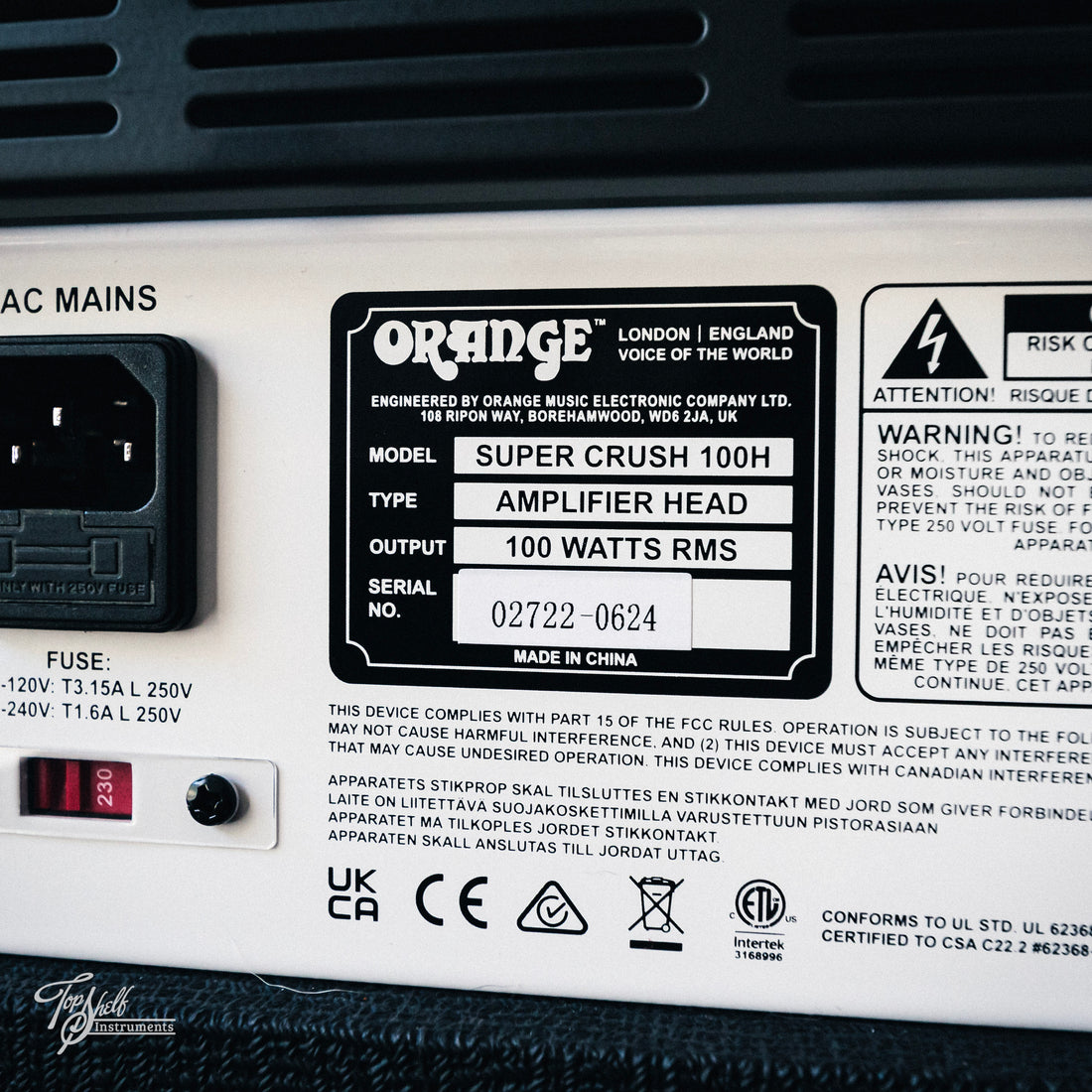Orange Super Crush 100 Solid State 100w Guitar Amp Head Black 2024
