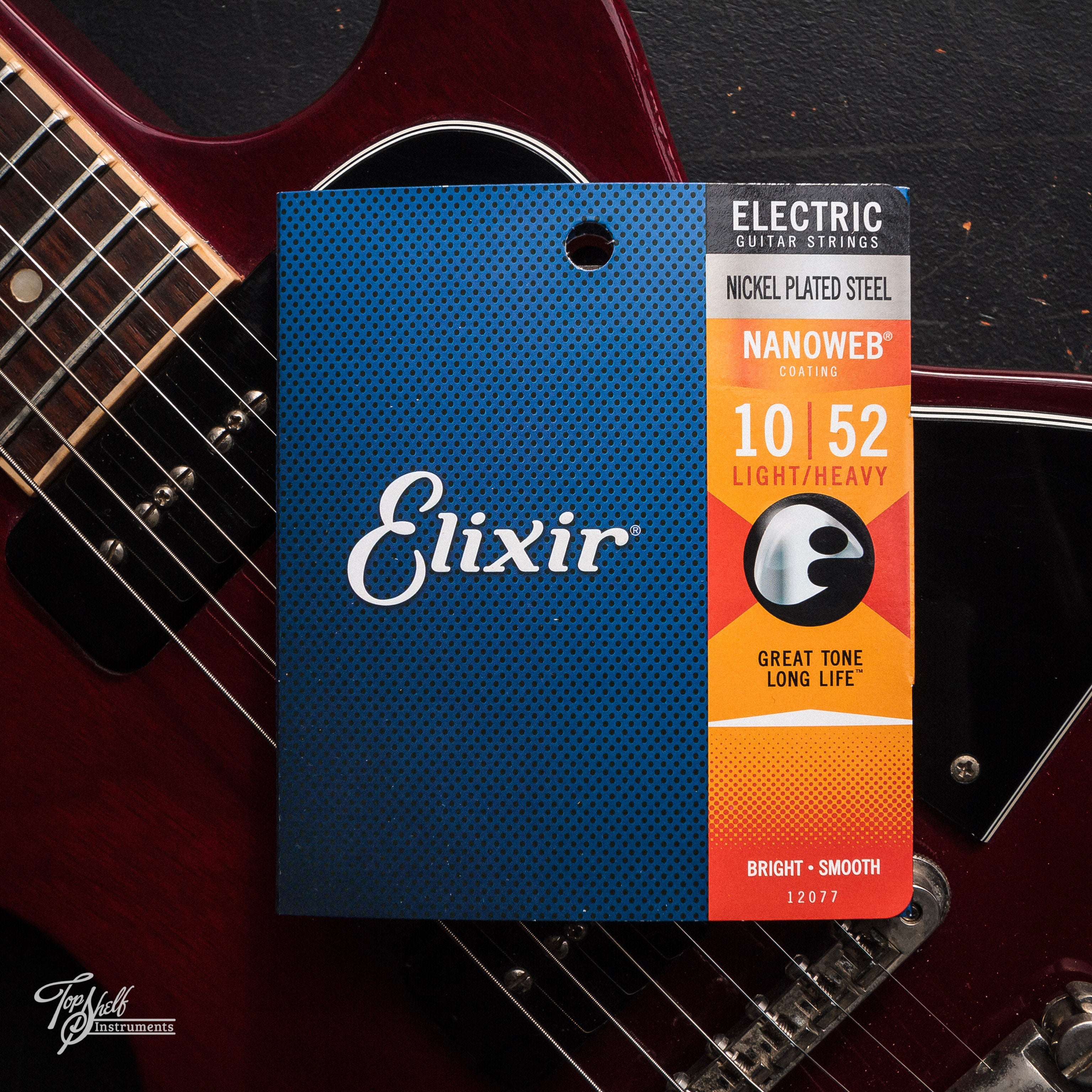 Elixir Light/Heavy Electric Guitar Strings with Nanoweb Coating (1052