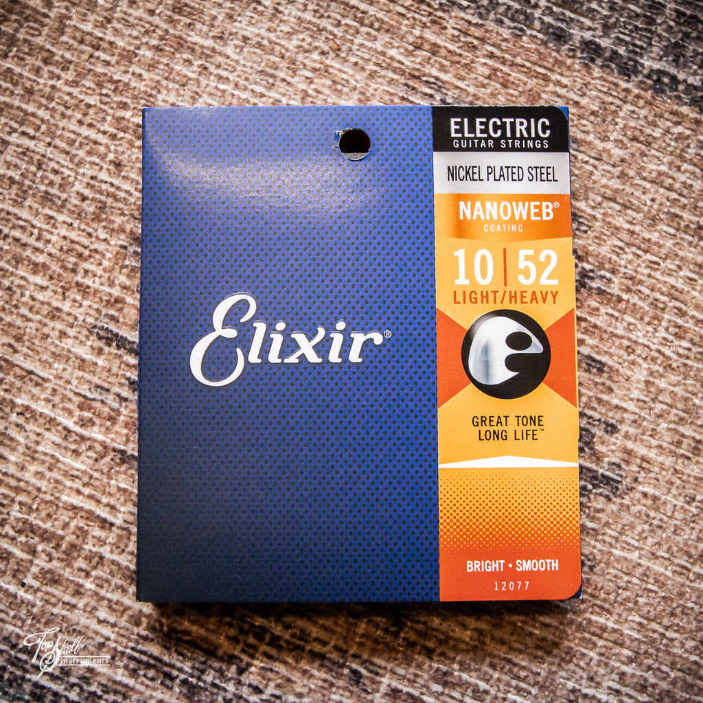 Elixir Light/Heavy Electric Guitar Strings with Nanoweb Coating (10-52)