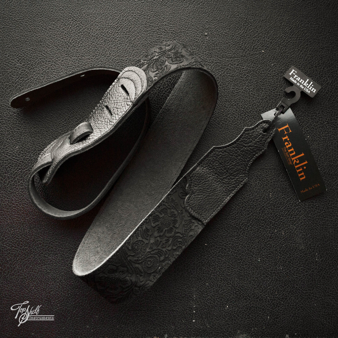 Franklin Embossed 2.5" Black Suede with Pebbled Black Glove Leather End