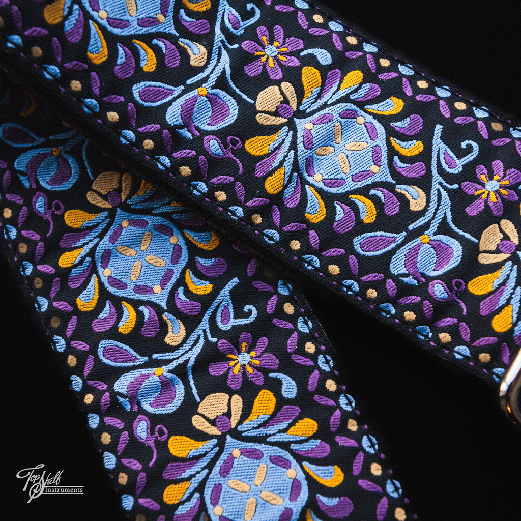 HipStrap Vintage Style Jacquard Embroidered Guitar Strap - Purple Haze