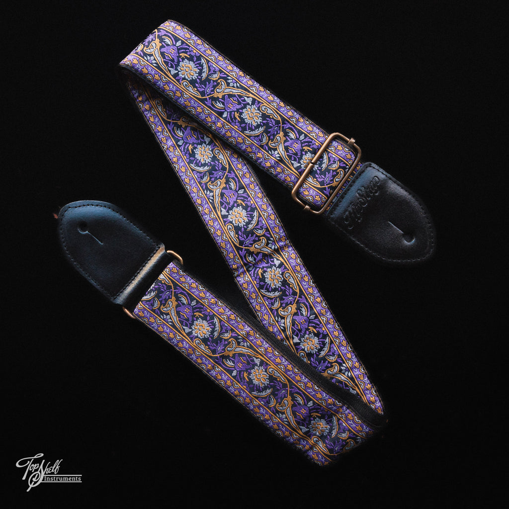 HipStrap Vintage Style Jacquard Embroidered Guitar Strap - Purpleheart