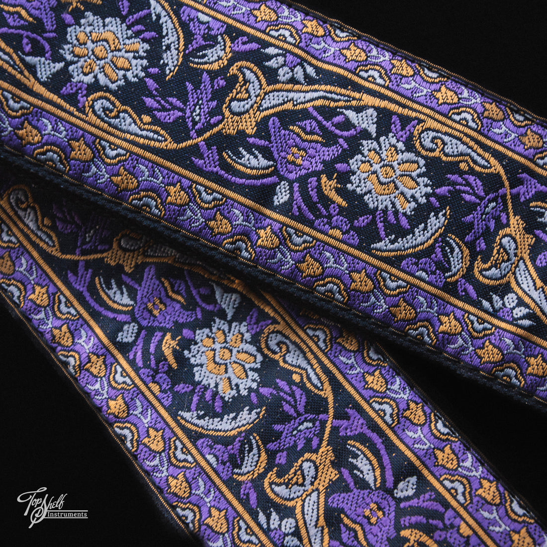 HipStrap Vintage Style Jacquard Embroidered Guitar Strap - Purpleheart