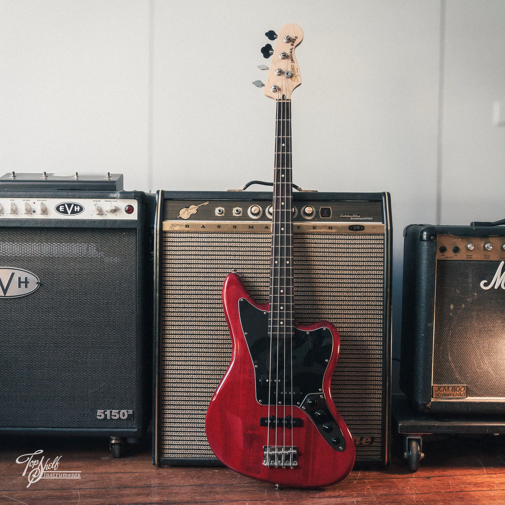 Squier Vintage Modified Jaguar Bass Special Crimson Red Transparent 2017