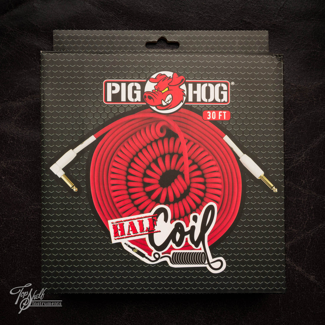 Pig Hog Half Coil 30ft Instrument Cable - Candy Apple Red