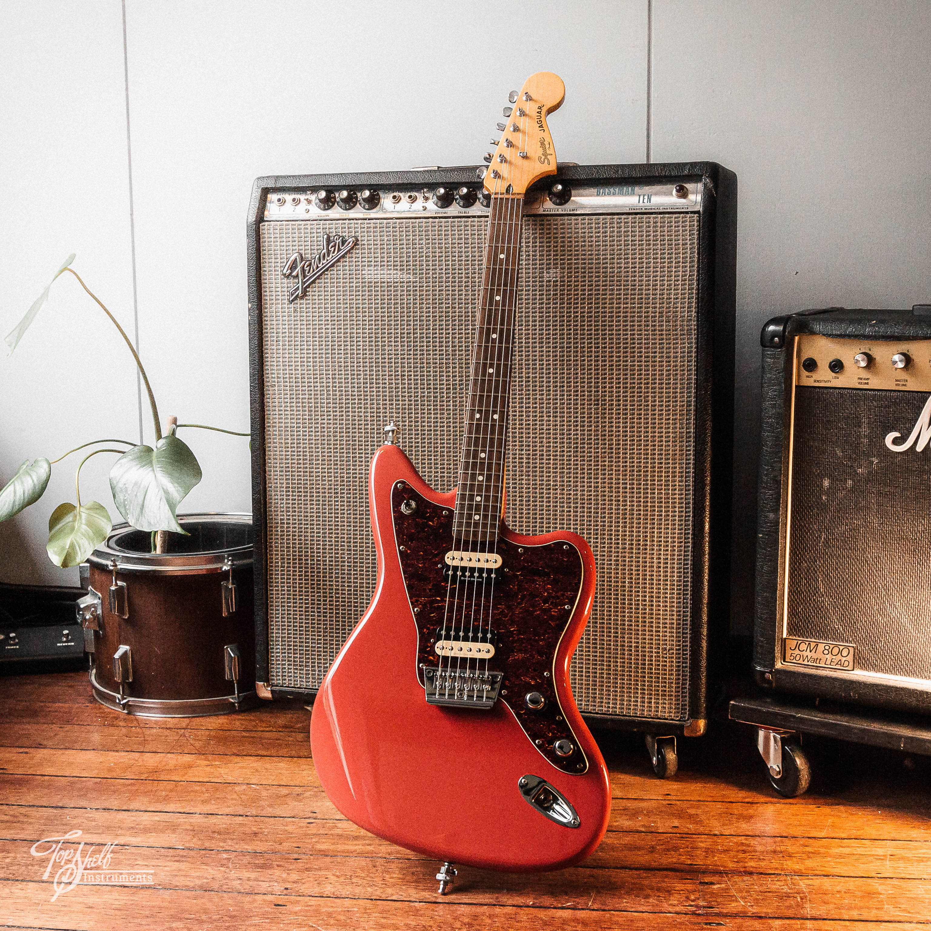 Squier Vintage Modified Jaguar HH Fiesta Red 2010 – Topshelf Instruments