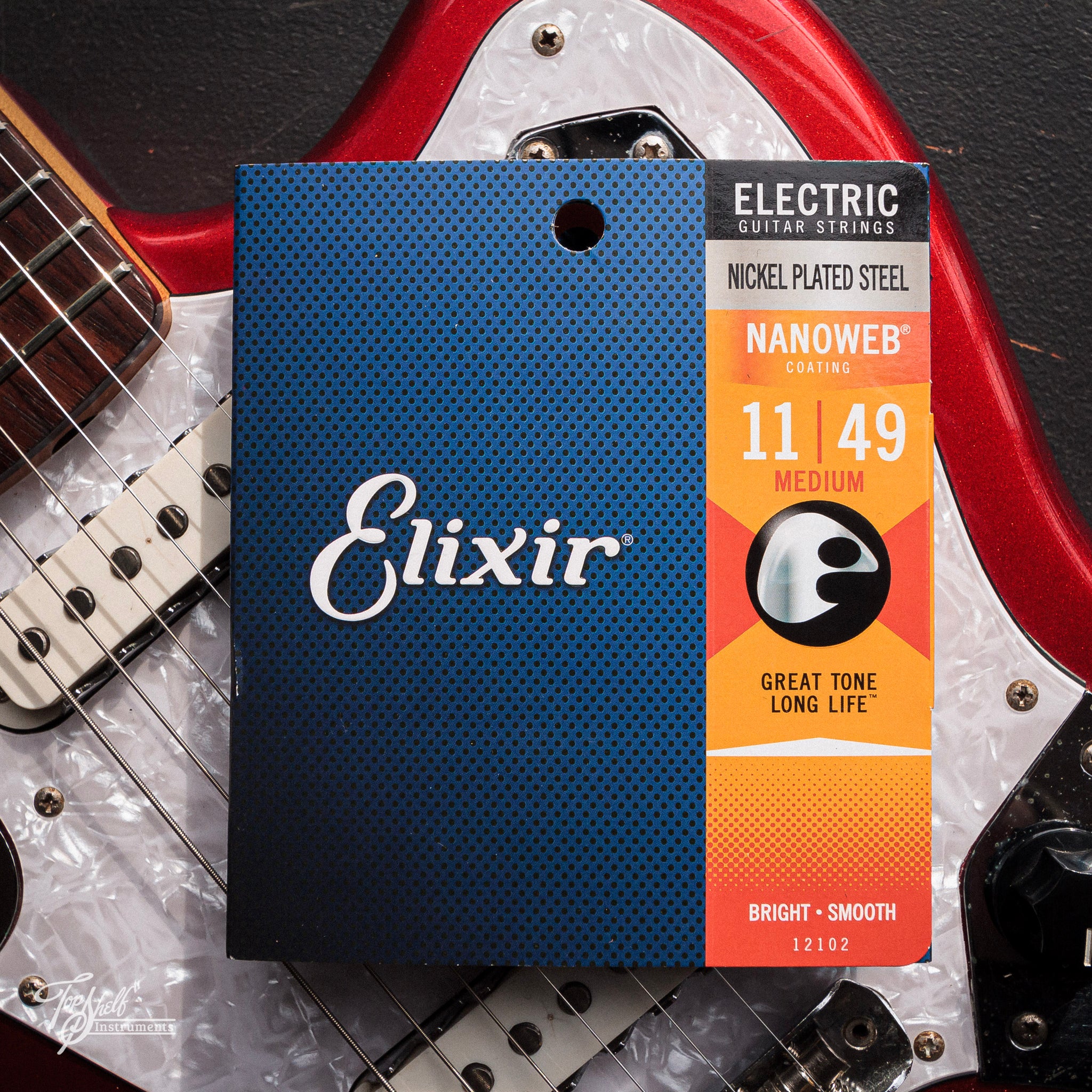 Elixer String Elixir Medium Electric Guitar Strings with Nanoweb Coating (11-49 ...