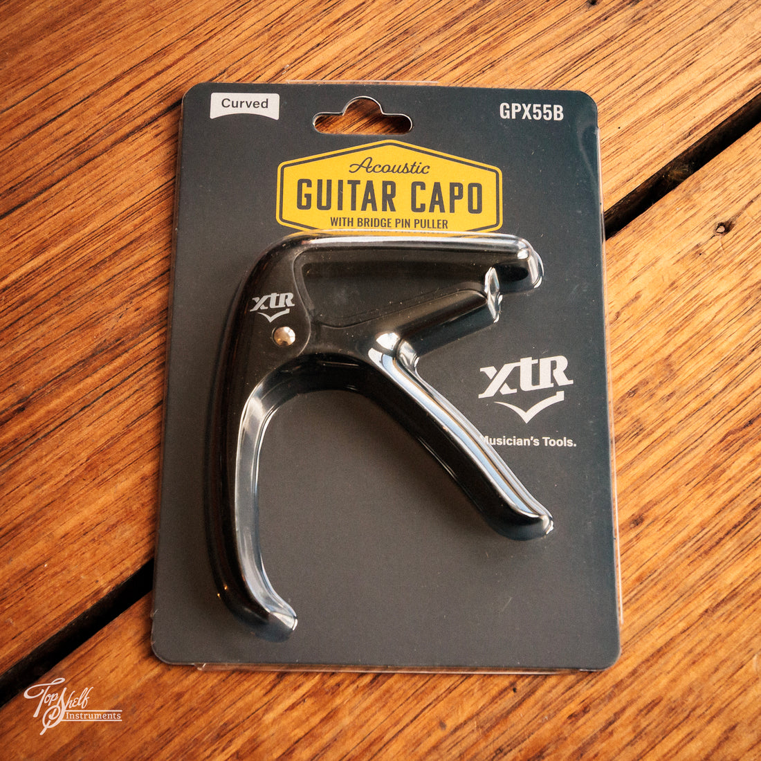 XTR Acoustic Guitar Capo Curved Black with Bridge Pin Puller