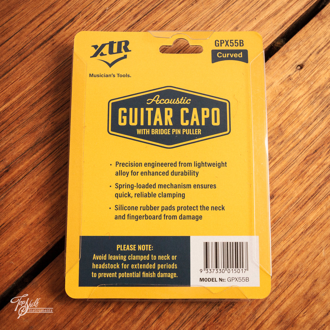 XTR Acoustic Guitar Capo Curved Black with Bridge Pin Puller