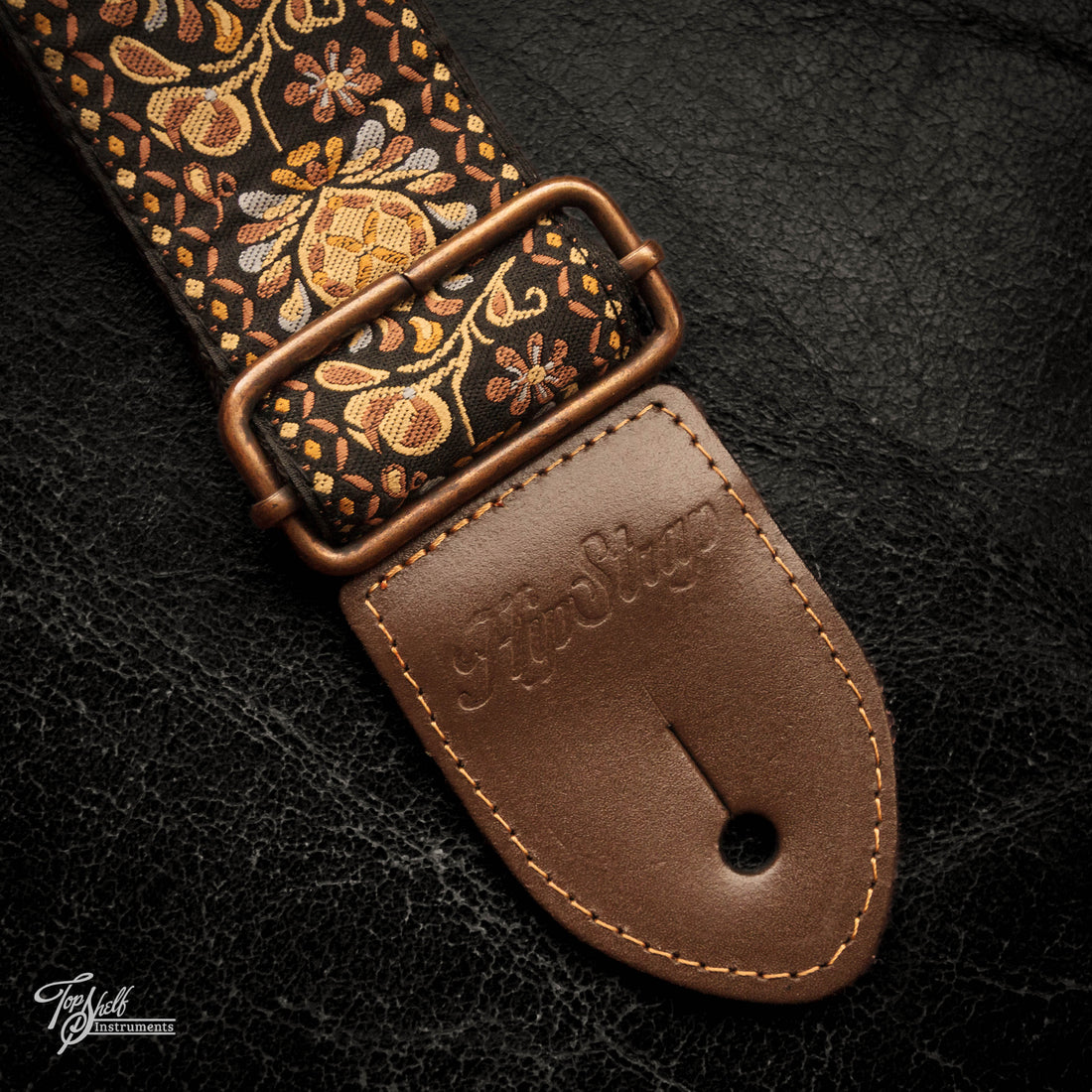HipStrap Vintage Style Jacquard Embroidered Guitar Strap - Gold Haze