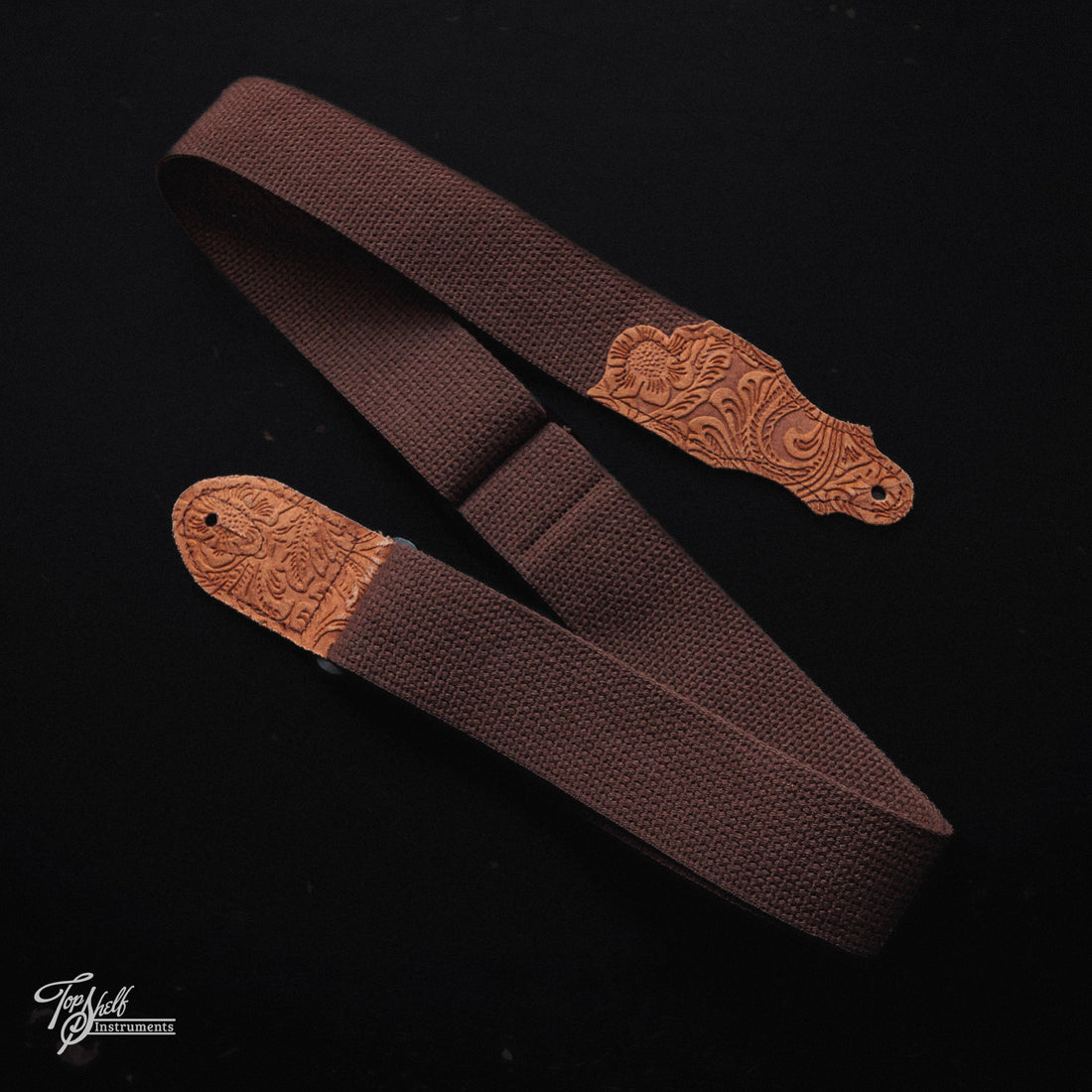 Franklin 2" Cotton with Embossed Suede Guitar Strap - Chocolate / Caramel