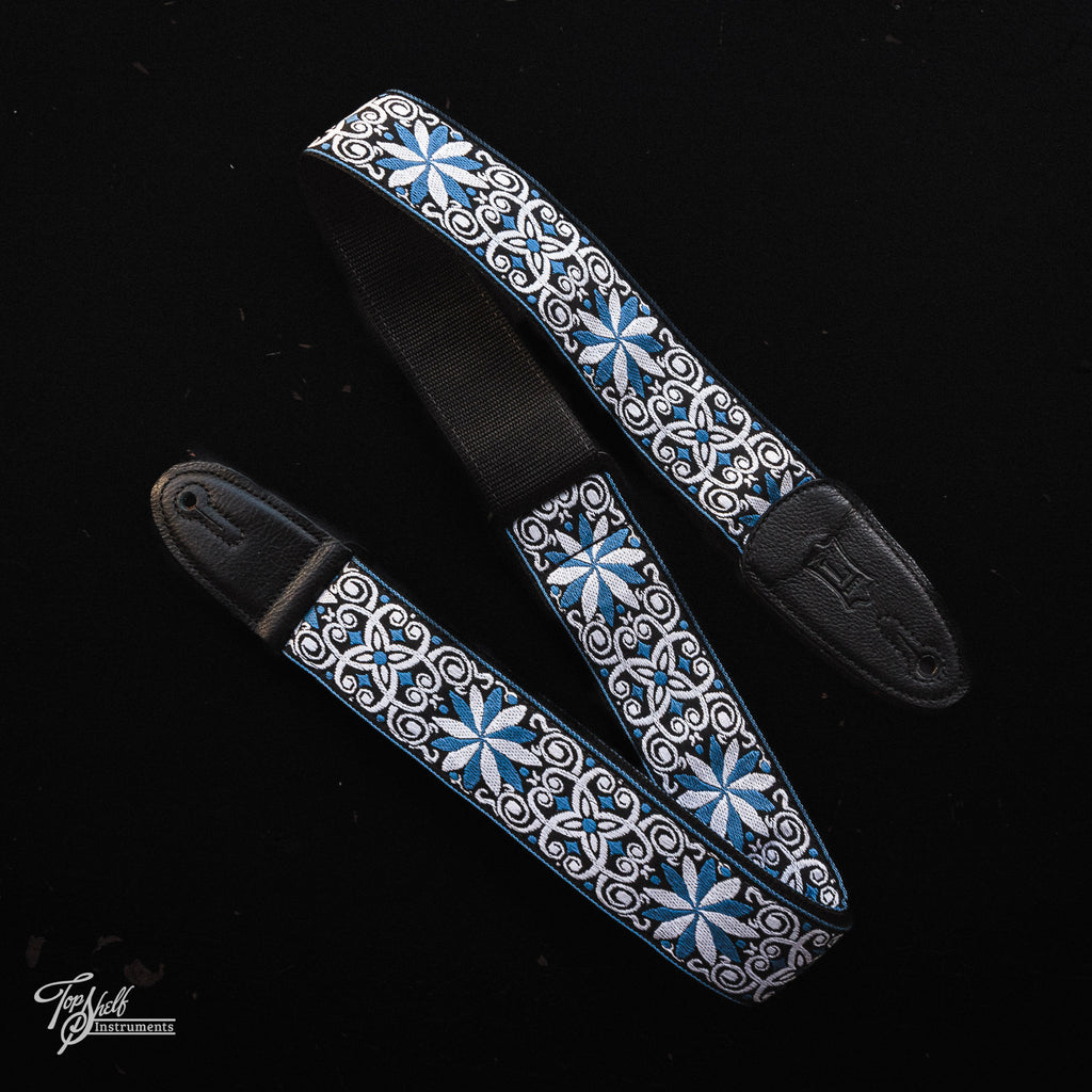 Levy's Hootenanny Jacquard Guitar Strap - Blue & White Floral