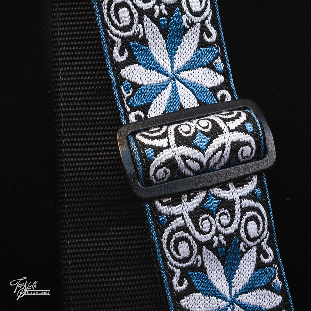 Levy's Hootenanny Jacquard Guitar Strap - Blue & White Floral