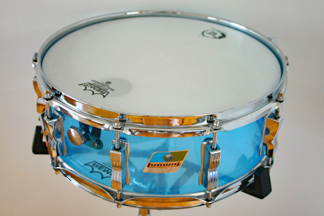 Used Ludwig Vistalite Blue Snare Drum 14x5" 1978