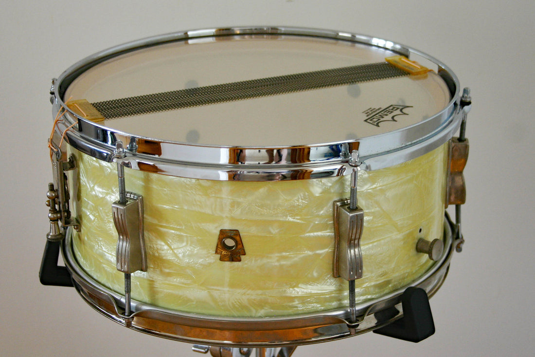 Used Ludwig Pioneer Snare Drum White Marine Pearl 1961-63