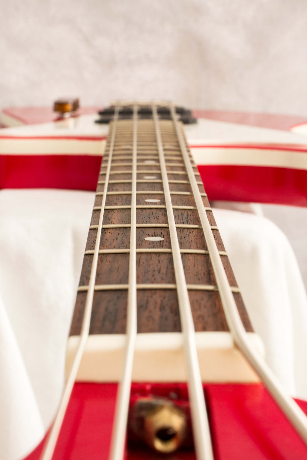 Mystery Non-Reverse Firebird Style Bass Dakota Red 2016